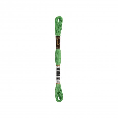 Meada de linha de bordar Anchor Stranded Cotton, filosele cor 226 verde